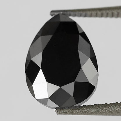 1.97 CT 9 MM Pear Shape Black Color Diamond AAA Quality Heated Black Diamond For Jewelry