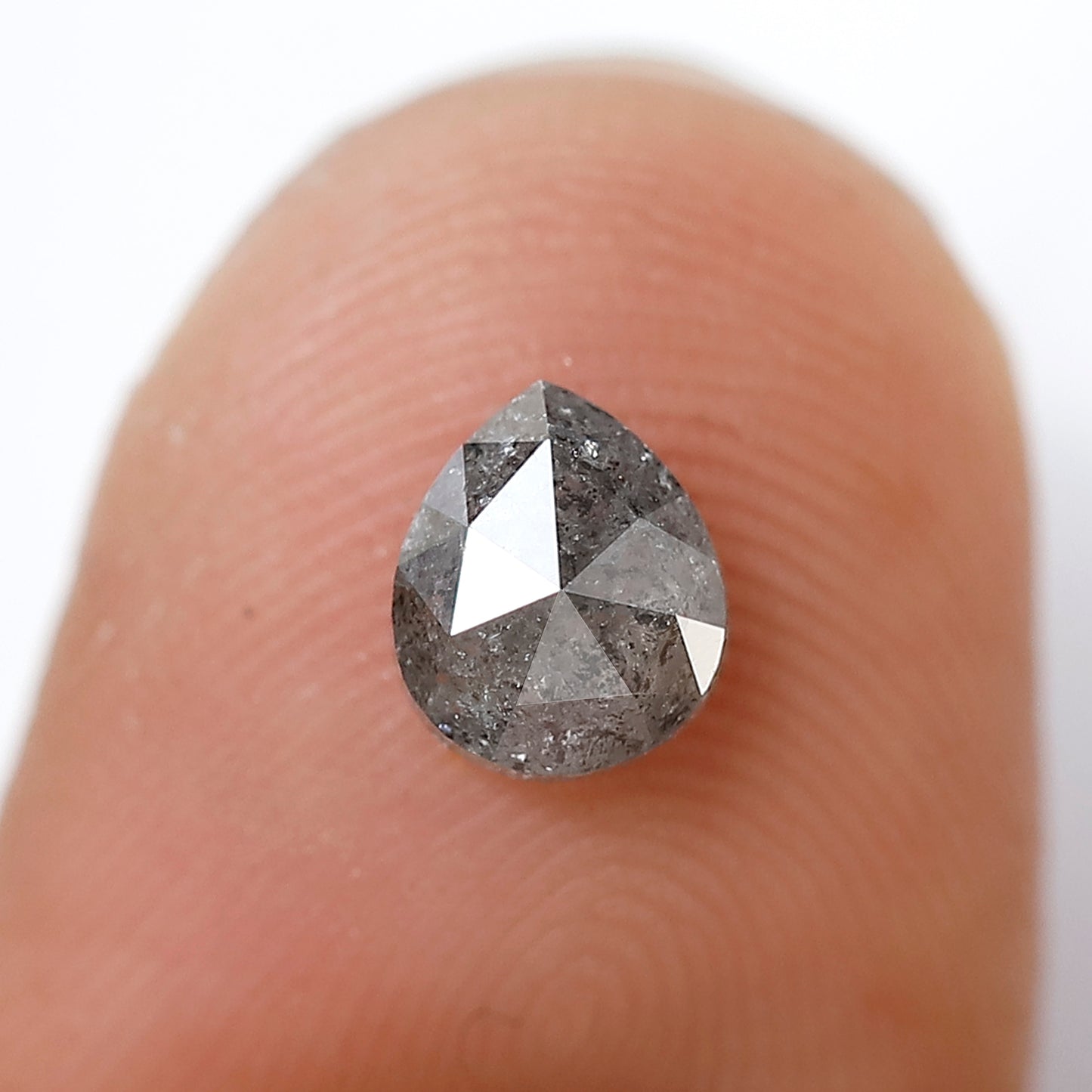 0.85 Ct Pear Shape Salt and Pepper Diamond 6 MM Grey Black Color Natural Loose Diamond