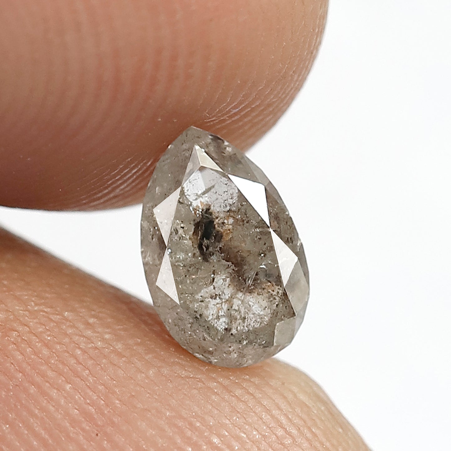 1.12 CT Pear Cut Salt and Pepper Diamond | Natural Gray Black Loose Diamond for Ring