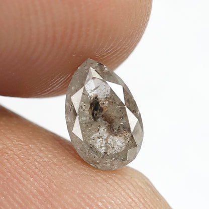 1.12 CT Pear Cut Salt and Pepper Diamond | Natural Gray Black Loose Diamond for Ring