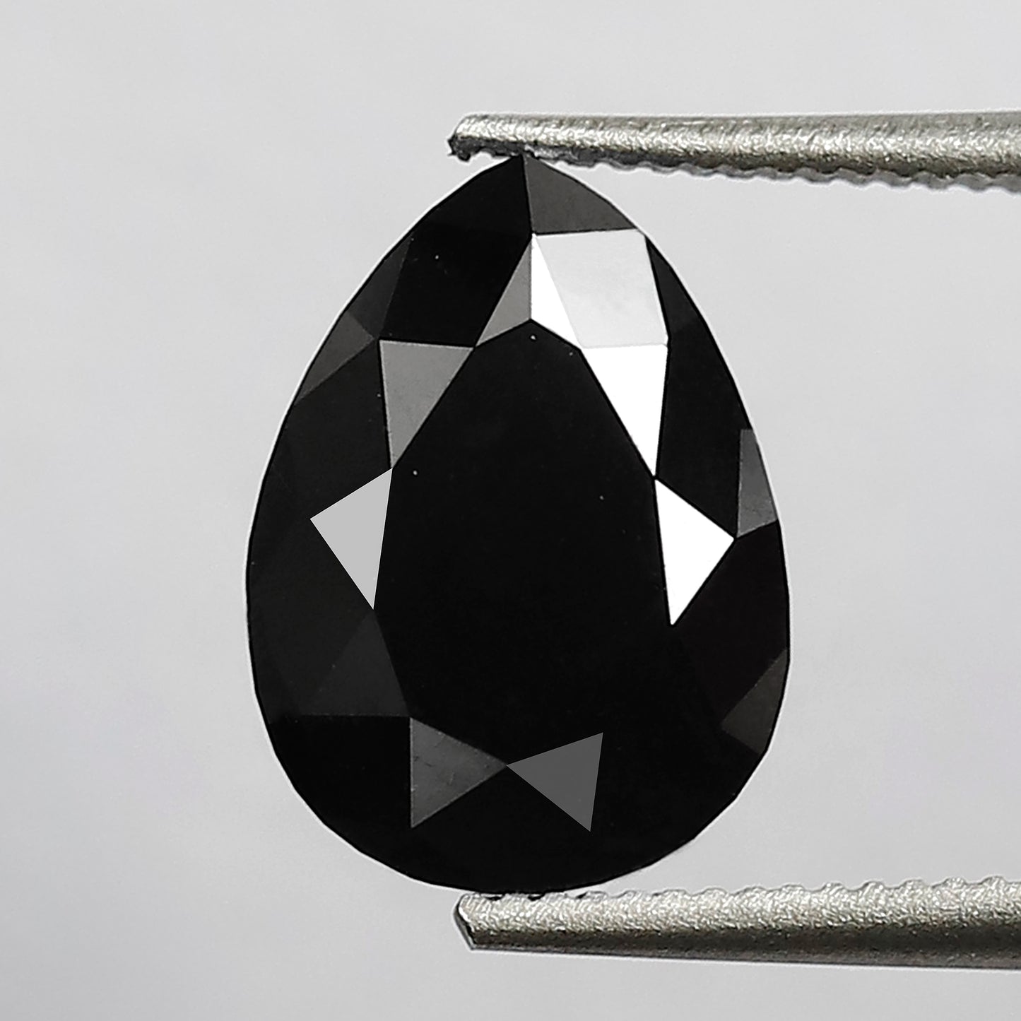 1.97 CT 9 MM Pear Shape Black Color Diamond AAA Quality Heated Black Diamond For Jewelry