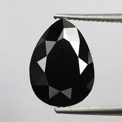 1.97 CT 9 MM Pear Shape Black Color Diamond AAA Quality Heated Black Diamond For Jewelry