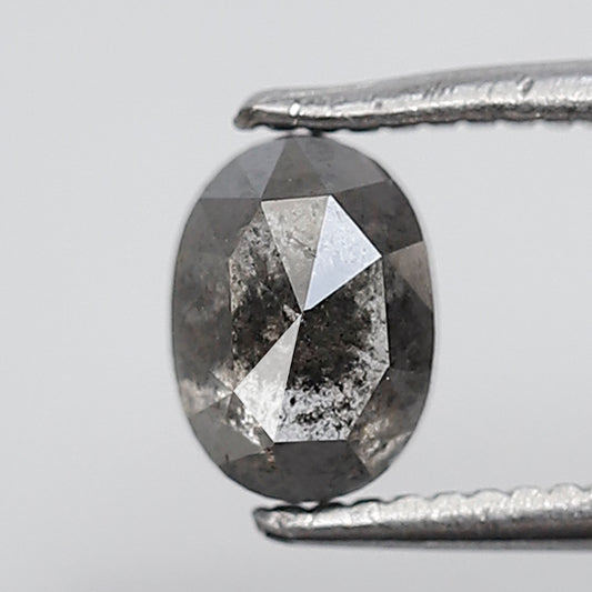 0.72 CT Oval Shape Salt and Pepper Diamond 6 MM Gray Black Color Natural Loose Diamond
