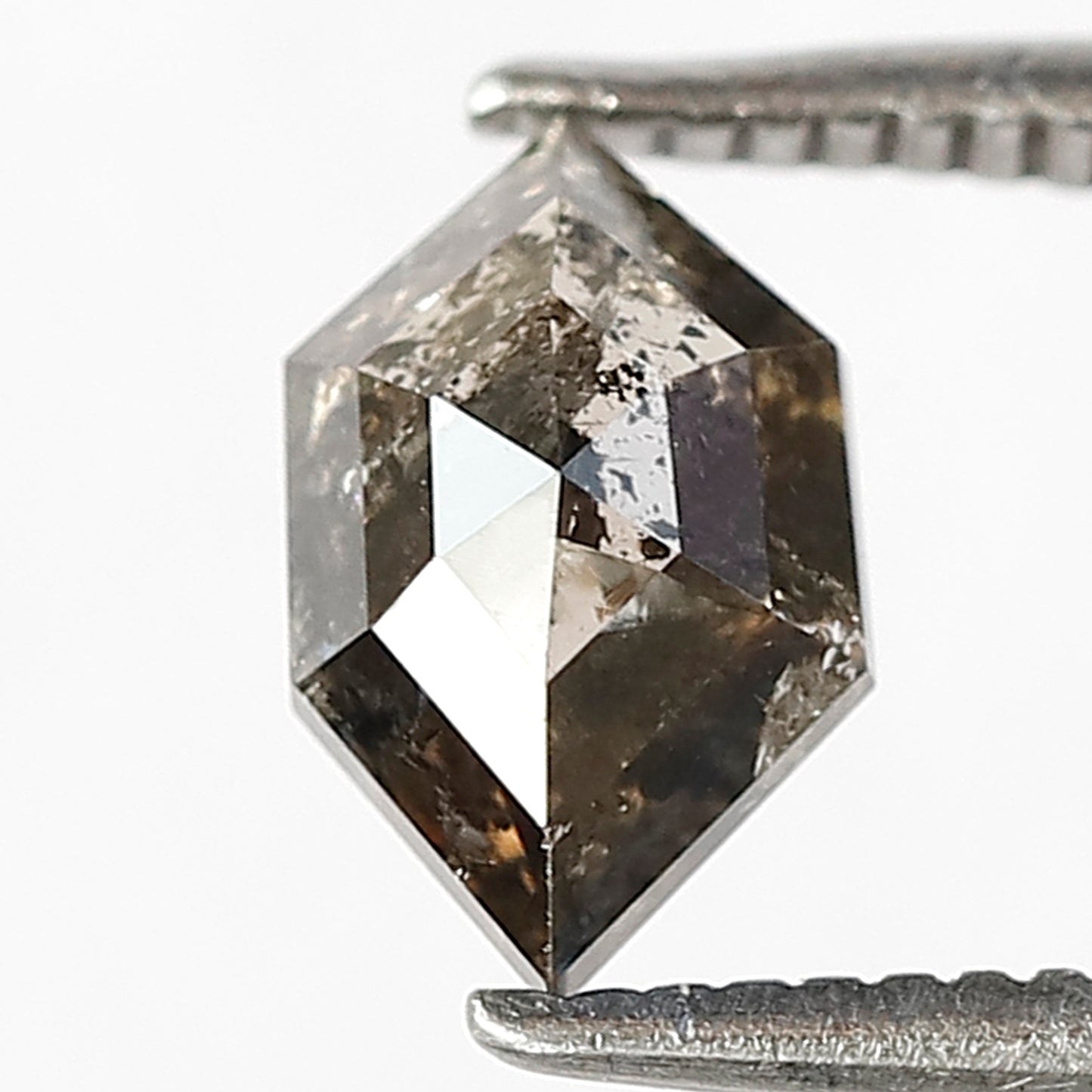 Natural 0.91 Carat Hexagon Salt & Pepper Diamond | Gray Black Loose Diamond 7.70 mm