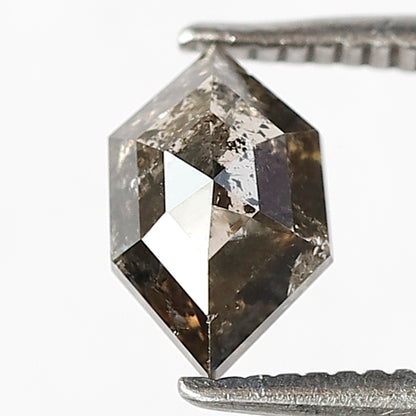Natural 0.91 Carat Hexagon Salt & Pepper Diamond | Gray Black Loose Diamond 7.70 mm