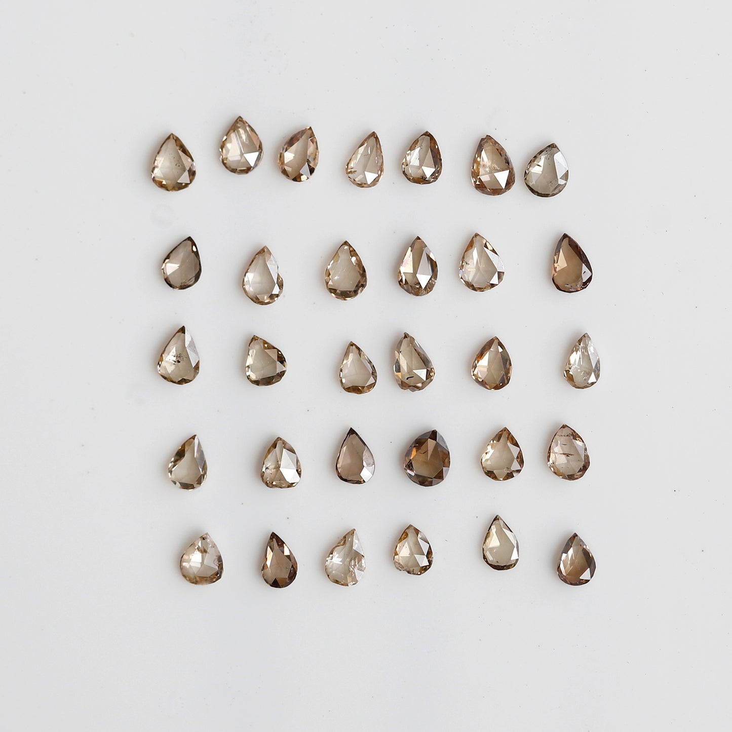 31 Pcs Pear Shape Rose Cut Diamonds, 1.02 Ct Total Champagne color VS-SI Natural Diamond Set for Jewelry