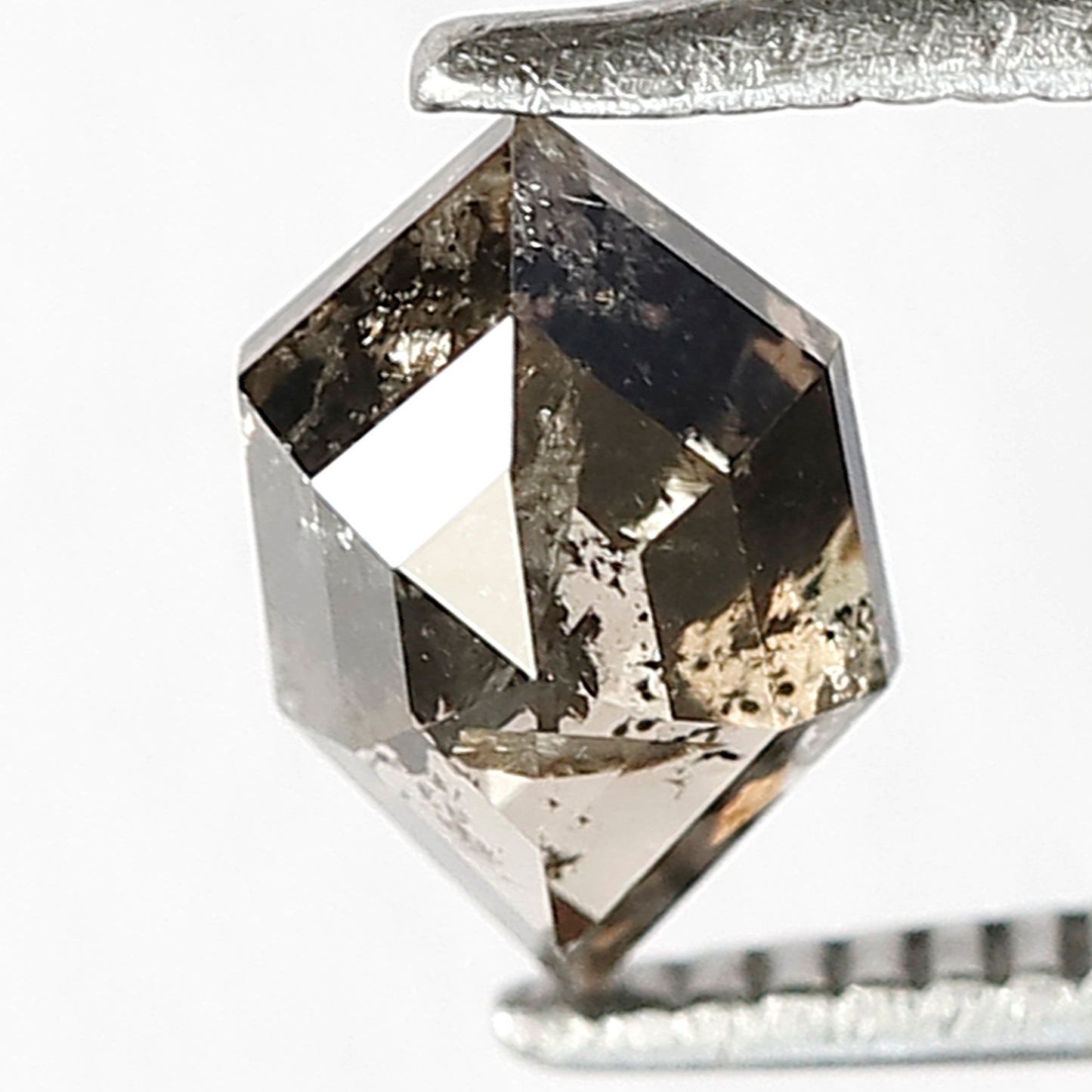 Natural 0.91 Carat Hexagon Salt & Pepper Diamond | Gray Black Loose Diamond 7.70 mm