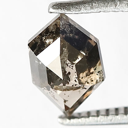 Natural 0.91 Carat Hexagon Salt & Pepper Diamond | Gray Black Loose Diamond 7.70 mm