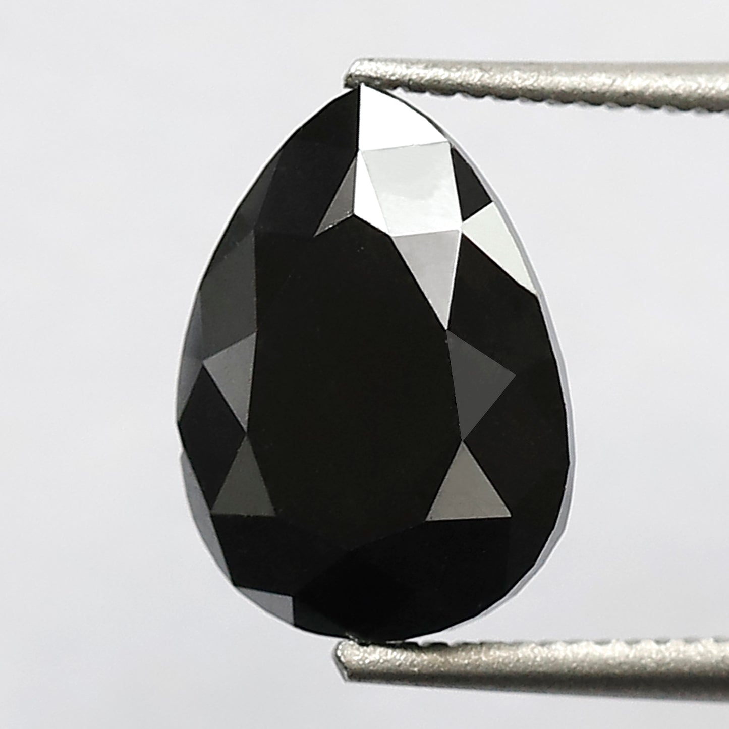 1.97 CT 9 MM Pear Shape Black Color Diamond AAA Quality Heated Black Diamond For Jewelry