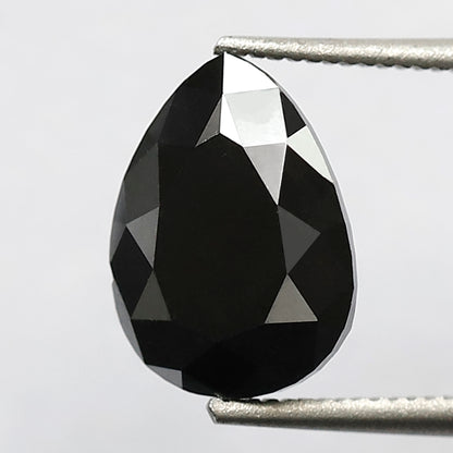 1.97 CT 9 MM Pear Shape Black Color Diamond AAA Quality Heated Black Diamond For Jewelry