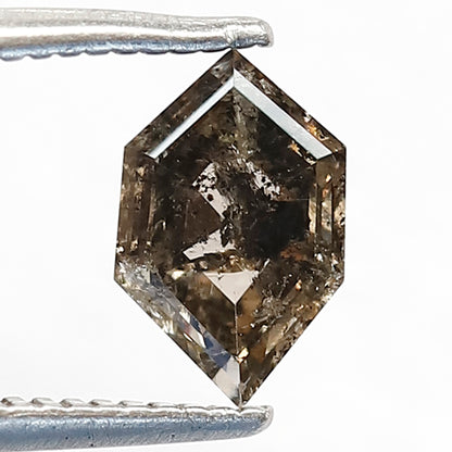 Natural 0.91 Carat Hexagon Salt & Pepper Diamond | Gray Black Loose Diamond 7.70 mm