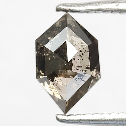 Natural 0.91 Carat Hexagon Salt & Pepper Diamond | Gray Black Loose Diamond 7.70 mm