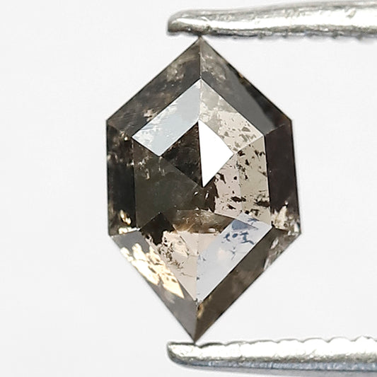 Natural 0.91 Carat Hexagon Salt & Pepper Diamond | Gray Black Loose Diamond 7.70 mm