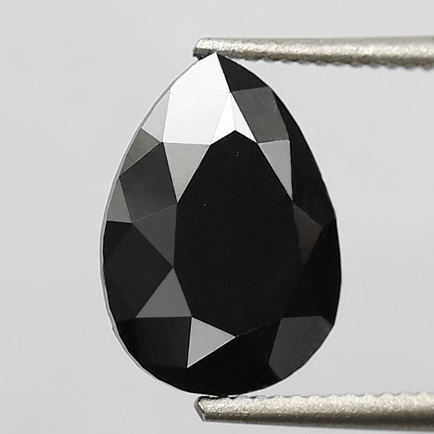 1.97 CT 9 MM Pear Shape Black Color Diamond AAA Quality Heated Black Diamond For Jewelry