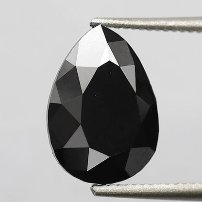 1.97 CT 9 MM Pear Shape Black Color Diamond AAA Quality Heated Black Diamond For Jewelry