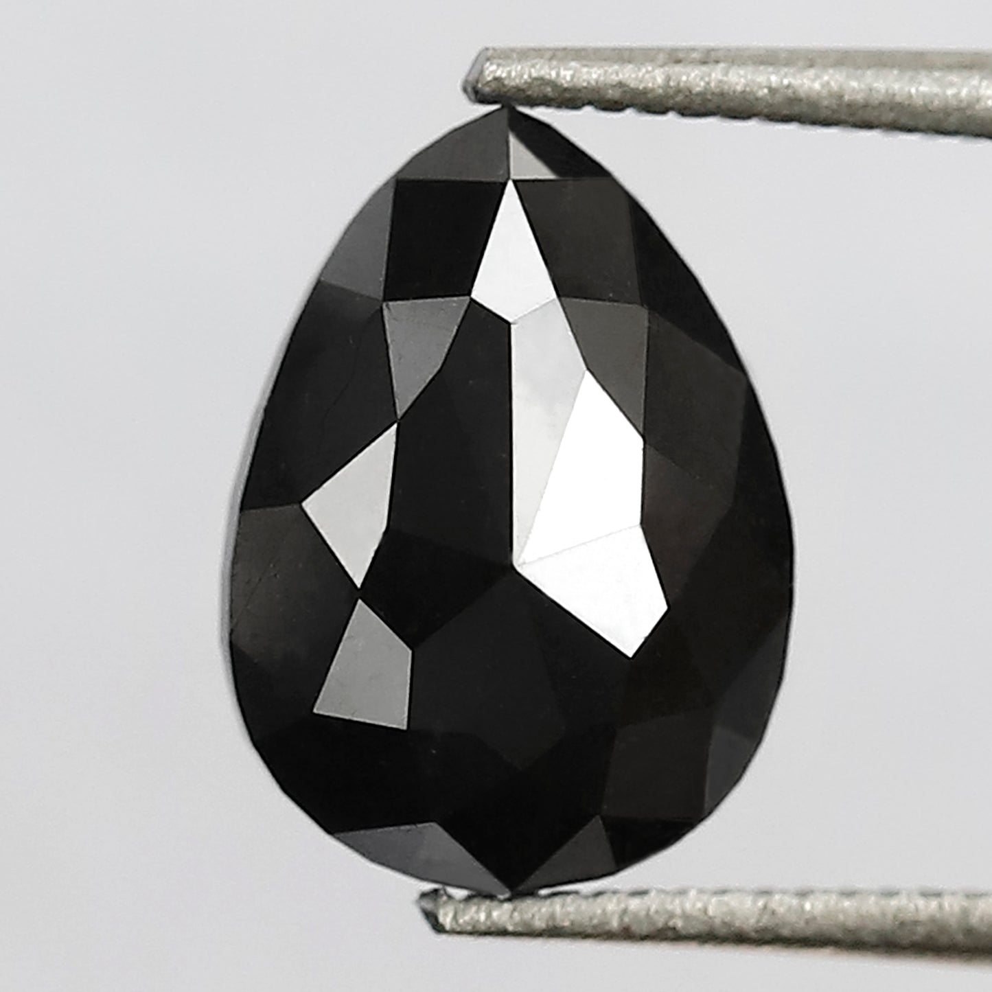 1.97 CT 9 MM Pear Shape Black Color Diamond AAA Quality Heated Black Diamond For Jewelry
