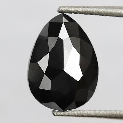 1.97 CT 9 MM Pear Shape Black Color Diamond AAA Quality Heated Black Diamond For Jewelry