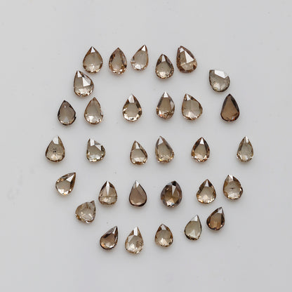 31 Pcs Pear Shape Rose Cut Diamonds, 1.02 Ct Total Champagne color VS-SI Natural Diamond Set for Jewelry