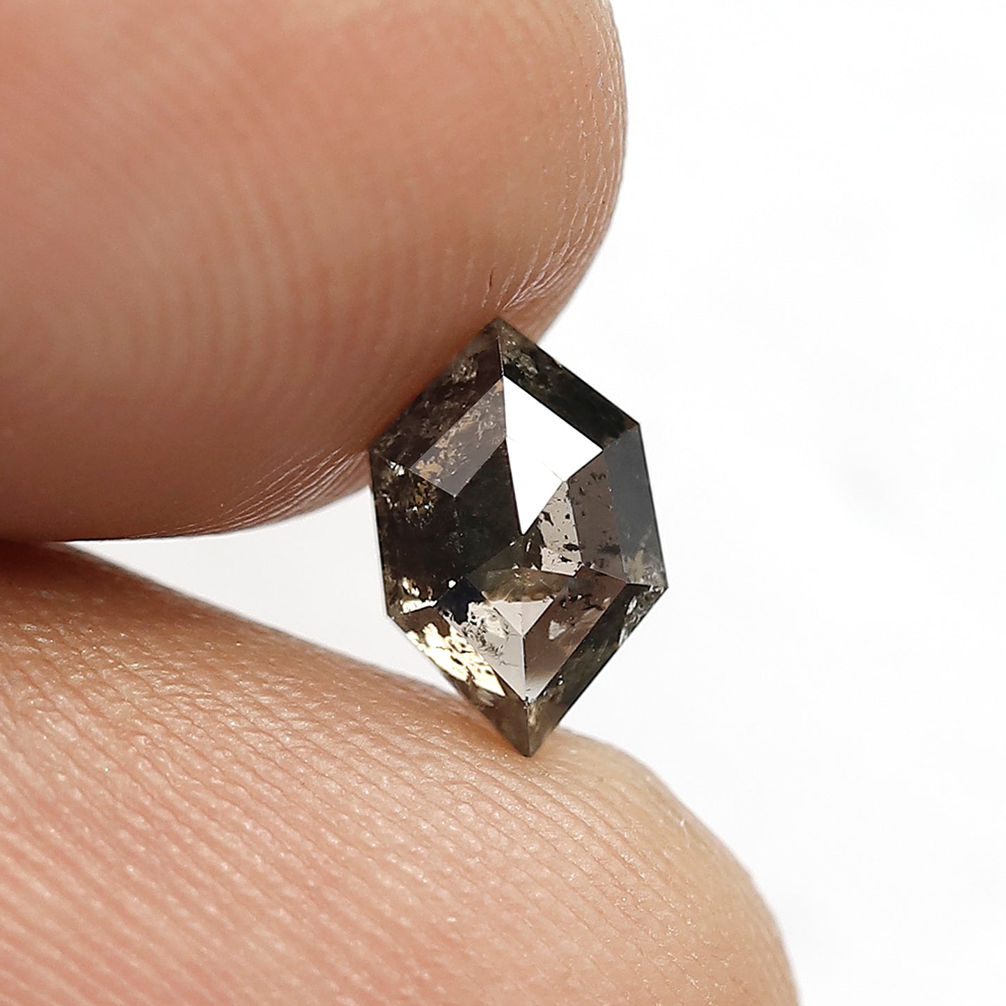 Natural 0.91 Carat Hexagon Salt & Pepper Diamond | Gray Black Loose Diamond 7.70 mm
