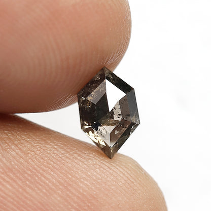 Natural 0.91 Carat Hexagon Salt & Pepper Diamond | Gray Black Loose Diamond 7.70 mm