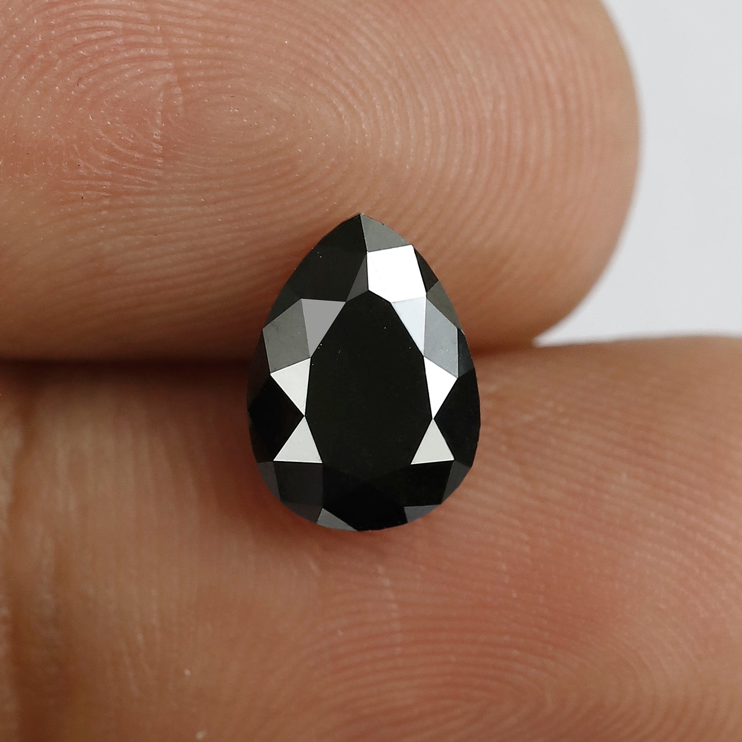 1.97 CT 9 MM Pear Shape Black Color Diamond AAA Quality Heated Black Diamond For Jewelry