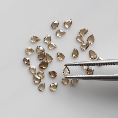 31 Pcs Pear Shape Rose Cut Diamonds, 1.02 Ct Total Champagne color VS-SI Natural Diamond Set for Jewelry