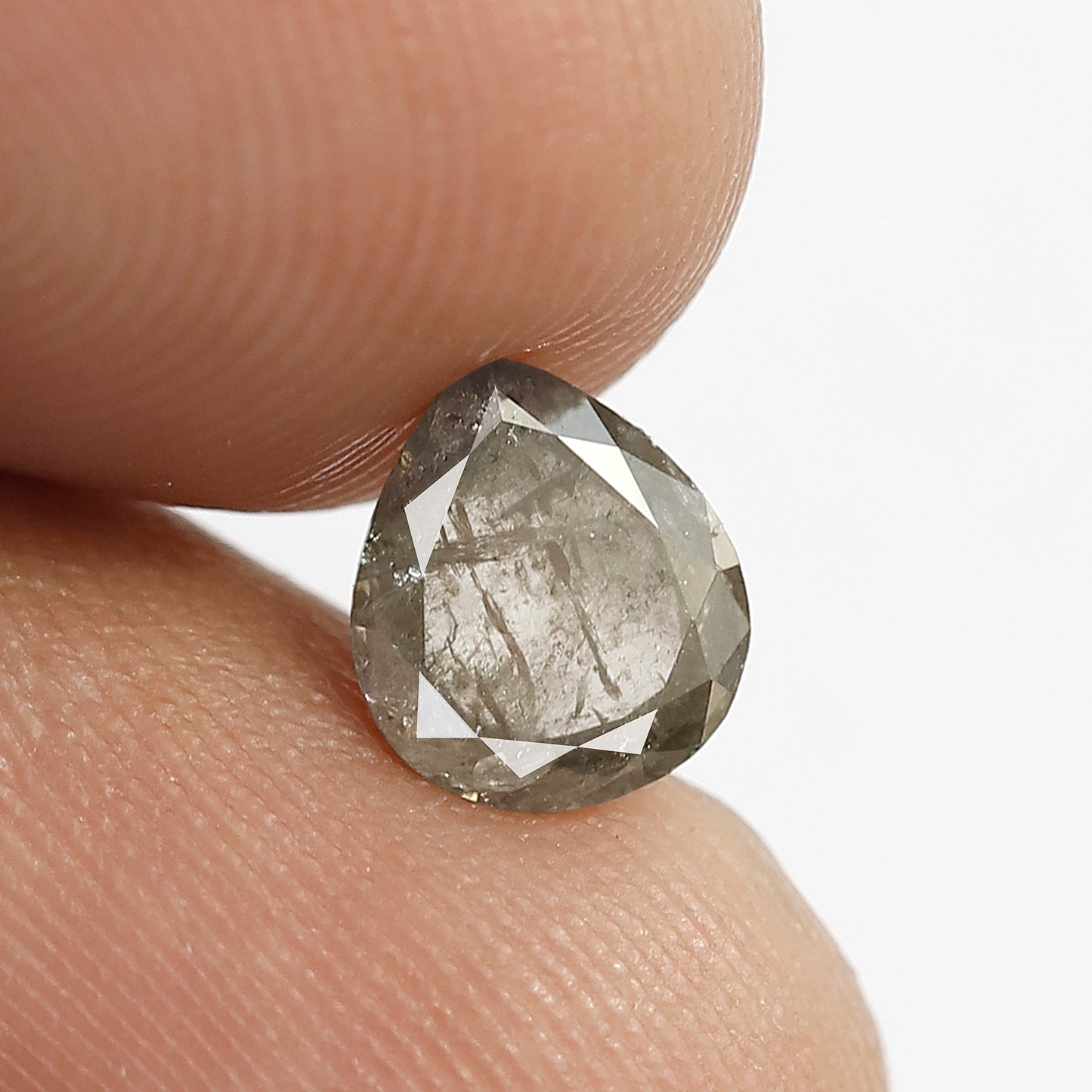0.93 CT Pear Shape Salt and Pepper Diamond | Natural Gray Black Loose Diamond | 7×6 mm Pear Diamond