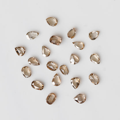 0.88 Ct Total Pear and Oval Rose Cut Diamonds, 20 Pcs Champagne VS-SI Natural Melee Diamonds for Ring Making