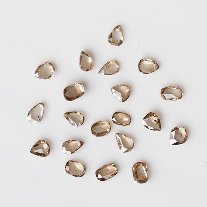 0.88 Ct Total Pear and Oval Rose Cut Diamonds, 20 Pcs Champagne VS-SI Natural Melee Diamonds for Ring Making