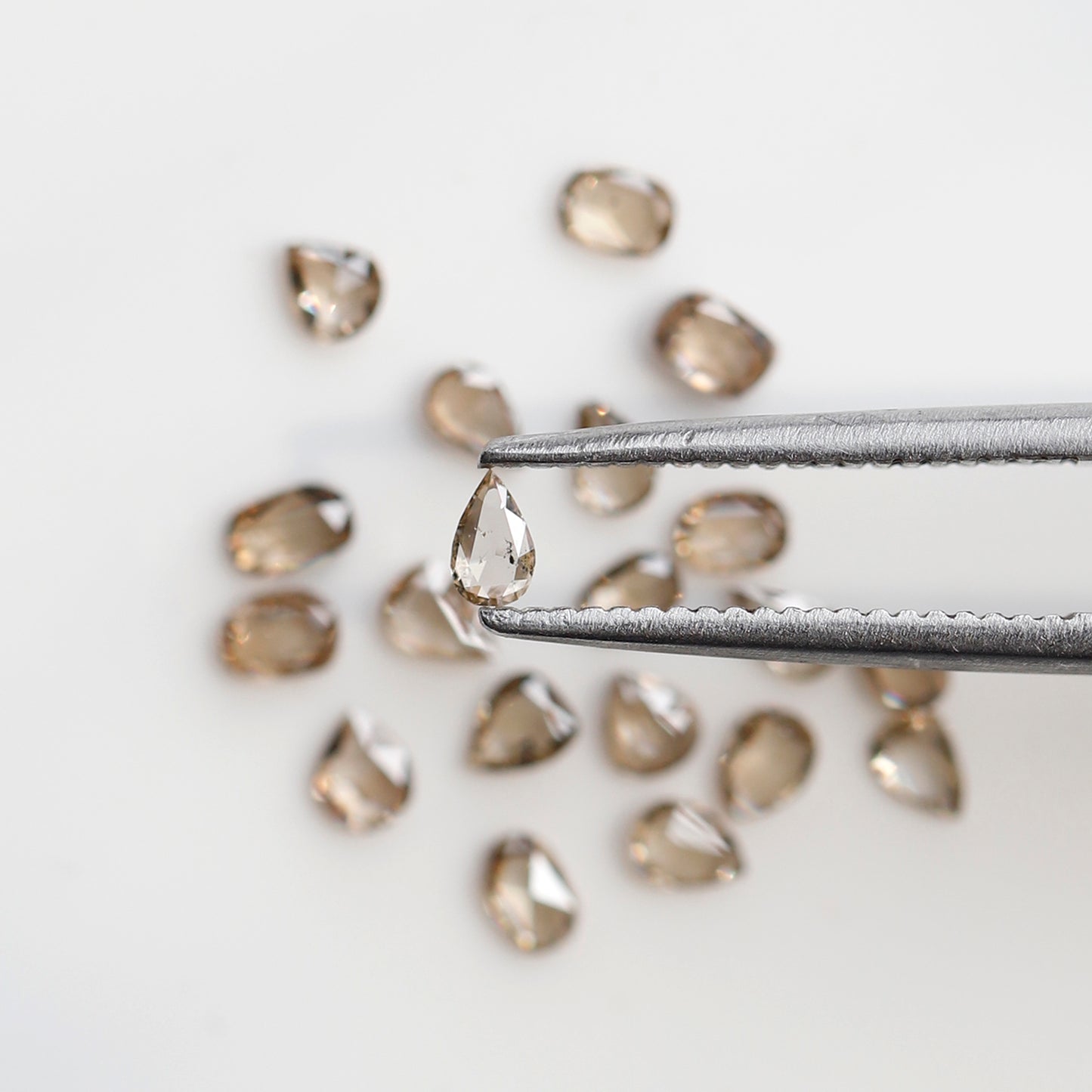 0.88 Ct Total Pear and Oval Rose Cut Diamonds, 20 Pcs Champagne VS-SI Natural Melee Diamonds for Ring Making