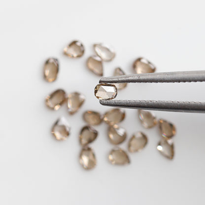 0.88 Ct Total Pear and Oval Rose Cut Diamonds, 20 Pcs Champagne VS-SI Natural Melee Diamonds for Ring Making