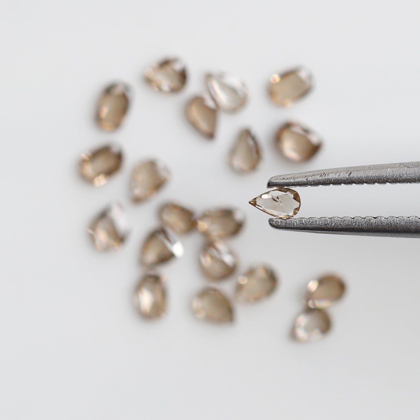 0.88 Ct Total Pear and Oval Rose Cut Diamonds, 20 Pcs Champagne VS-SI Natural Melee Diamonds for Ring Making