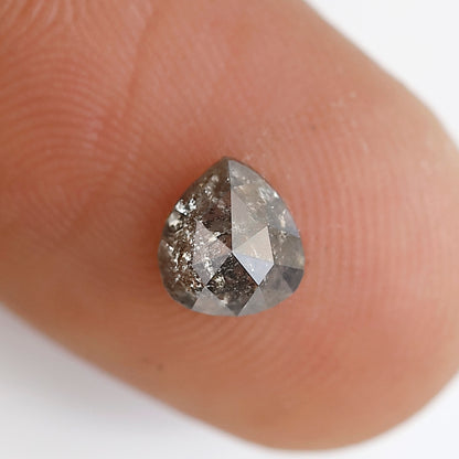 0.71 Ct Pear Shape Salt and Pepper Diamond 5 MM Gray Black Color Natural loose Diamond