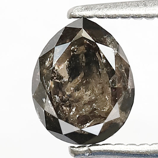 0.97 CT , 6.60 x 5.30 mm pear shape salt and pepper diamond | natural gray black loose diamond