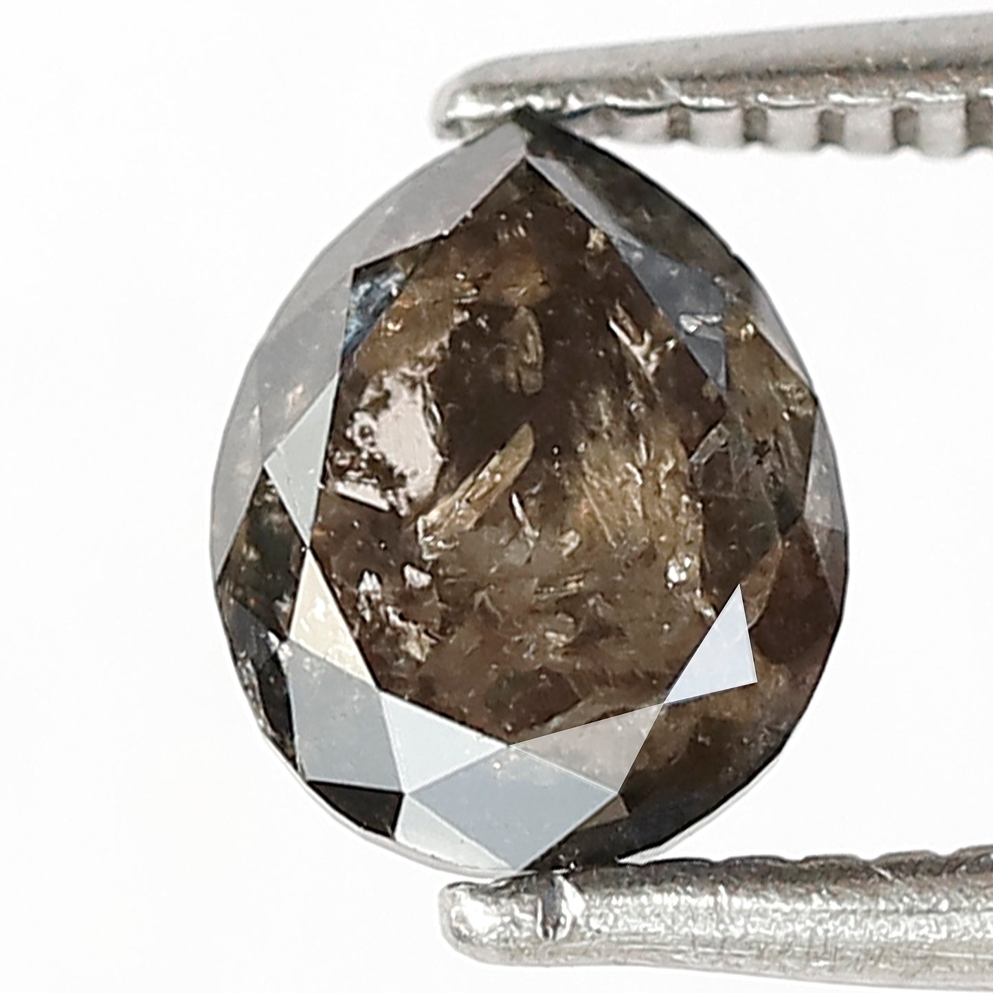 0.97 CT , 6.60 x 5.30 mm pear shape salt and pepper diamond | natural gray black loose diamond