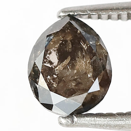 0.97 CT , 6.60 x 5.30 mm pear shape salt and pepper diamond | natural gray black loose diamond