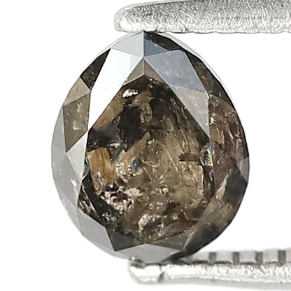 0.97 CT , 6.60 x 5.30 mm pear shape salt and pepper diamond | natural gray black loose diamond