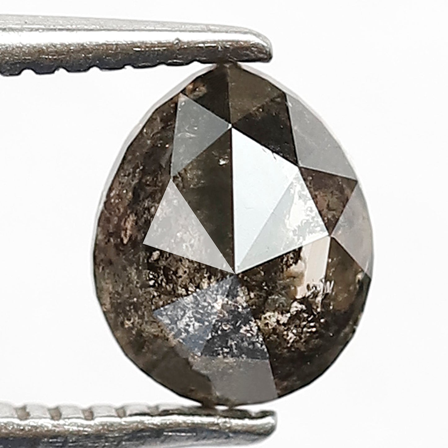 0.97 CT , 6.60 x 5.30 mm pear shape salt and pepper diamond | natural gray black loose diamond