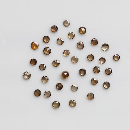 0.63 Ct Round Rose Cut Diamond Lot, 34 Pcs Champagne VS-SI Natural Loose Diamonds for Jewelry