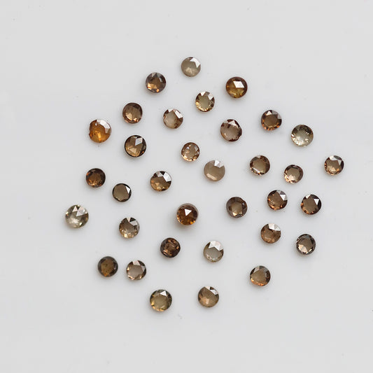 0.63 Ct Round Rose Cut Diamond Lot, 34 Pcs Champagne VS-SI Natural Loose Diamonds for Jewelry