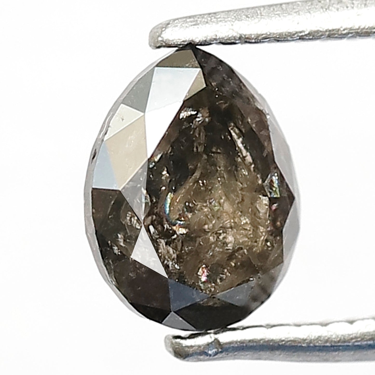 0.97 CT , 6.60 x 5.30 mm pear shape salt and pepper diamond | natural gray black loose diamond
