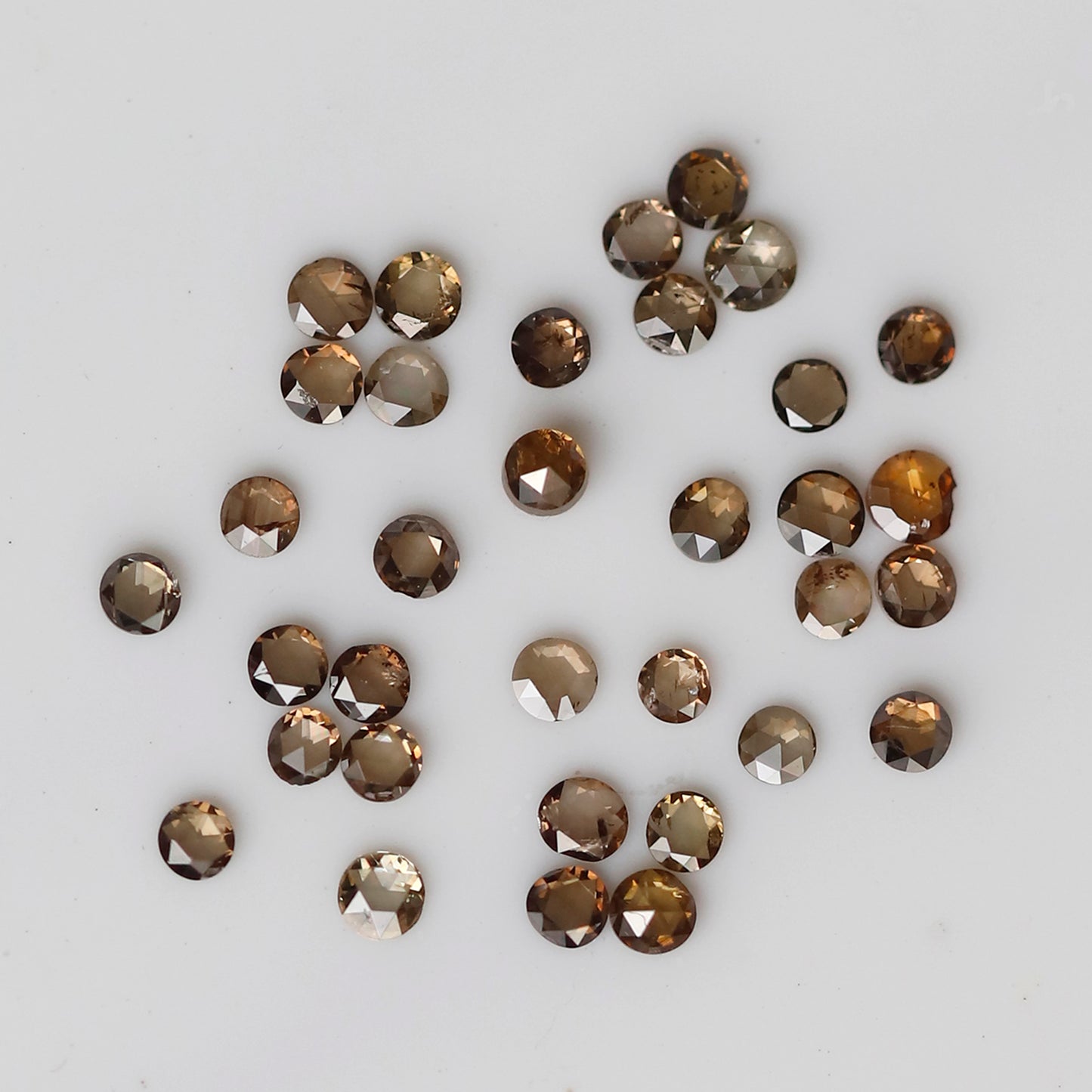 0.63 Ct Round Rose Cut Diamond Lot, 34 Pcs Champagne VS-SI Natural Loose Diamonds for Jewelry