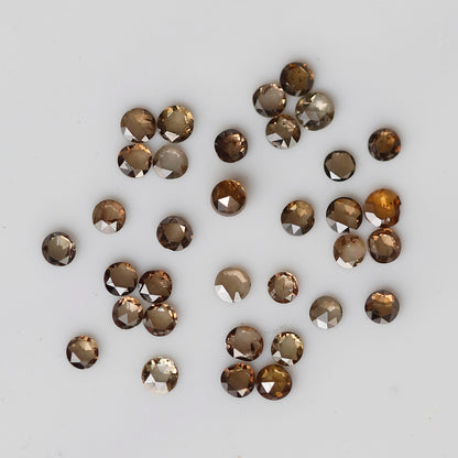 0.63 Ct Round Rose Cut Diamond Lot, 34 Pcs Champagne VS-SI Natural Loose Diamonds for Jewelry