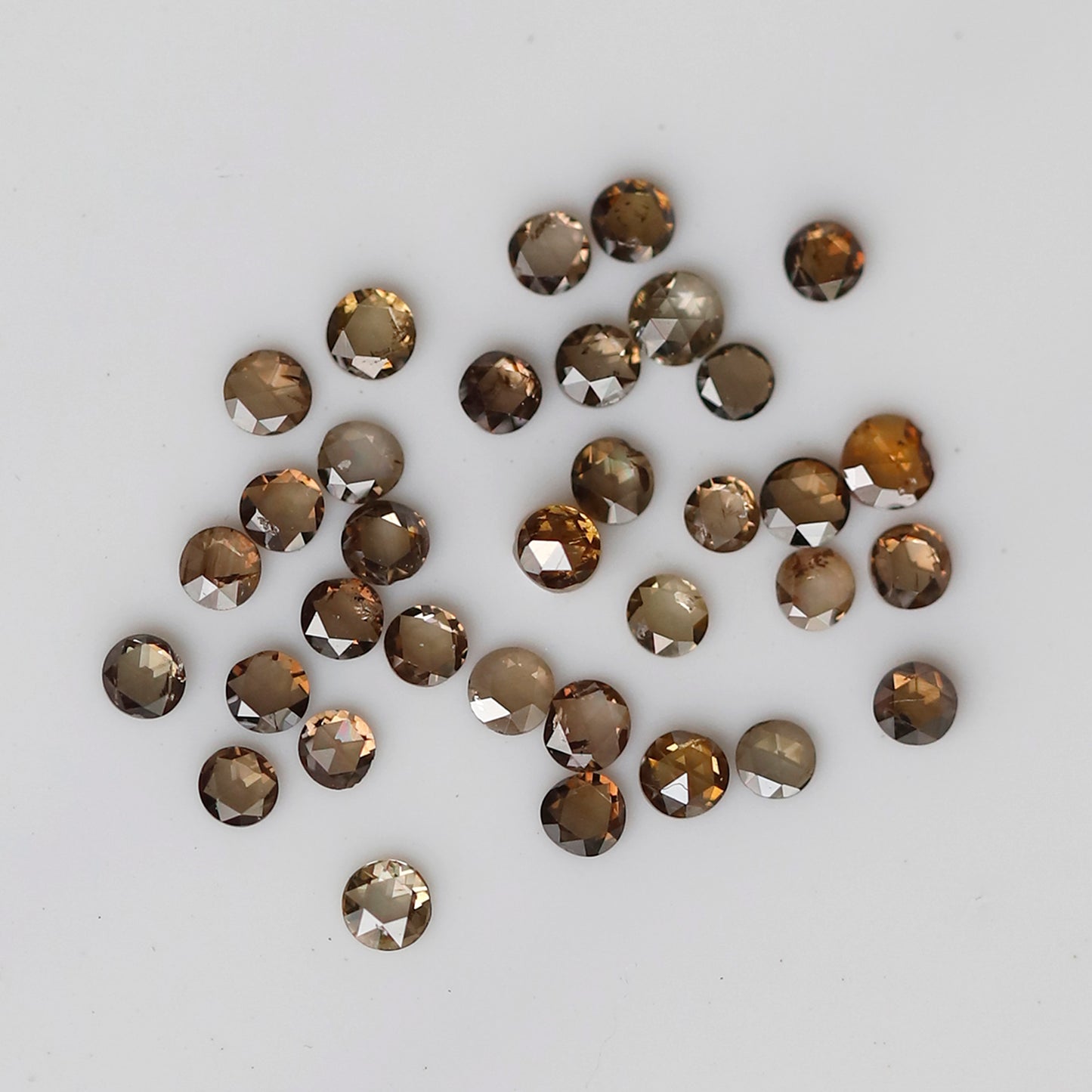 0.63 Ct Round Rose Cut Diamond Lot, 34 Pcs Champagne VS-SI Natural Loose Diamonds for Jewelry