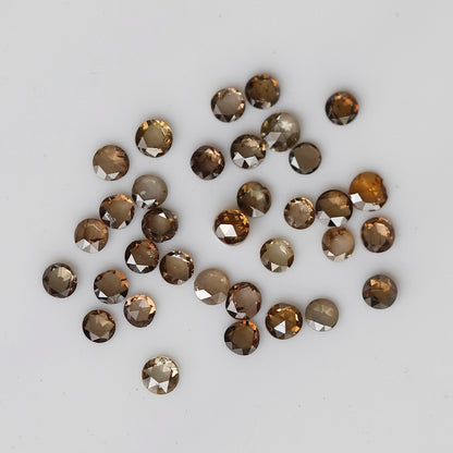 0.63 Ct Round Rose Cut Diamond Lot, 34 Pcs Champagne VS-SI Natural Loose Diamonds for Jewelry