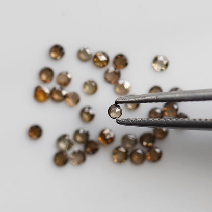 0.63 Ct Round Rose Cut Diamond Lot, 34 Pcs Champagne VS-SI Natural Loose Diamonds for Jewelry