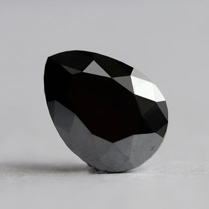 1.97 CT 9 MM Pear Shape Black Color Diamond AAA Quality Heated Black Diamond For Jewelry