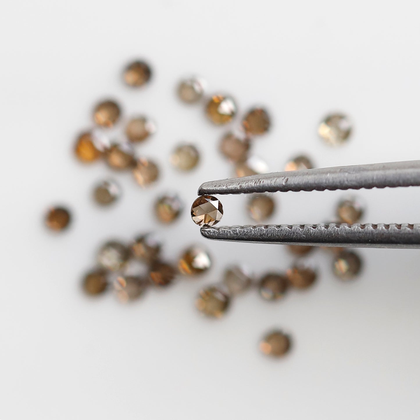 0.63 Ct Round Rose Cut Diamond Lot, 34 Pcs Champagne VS-SI Natural Loose Diamonds for Jewelry