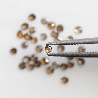 0.63 Ct Round Rose Cut Diamond Lot, 34 Pcs Champagne VS-SI Natural Loose Diamonds for Jewelry