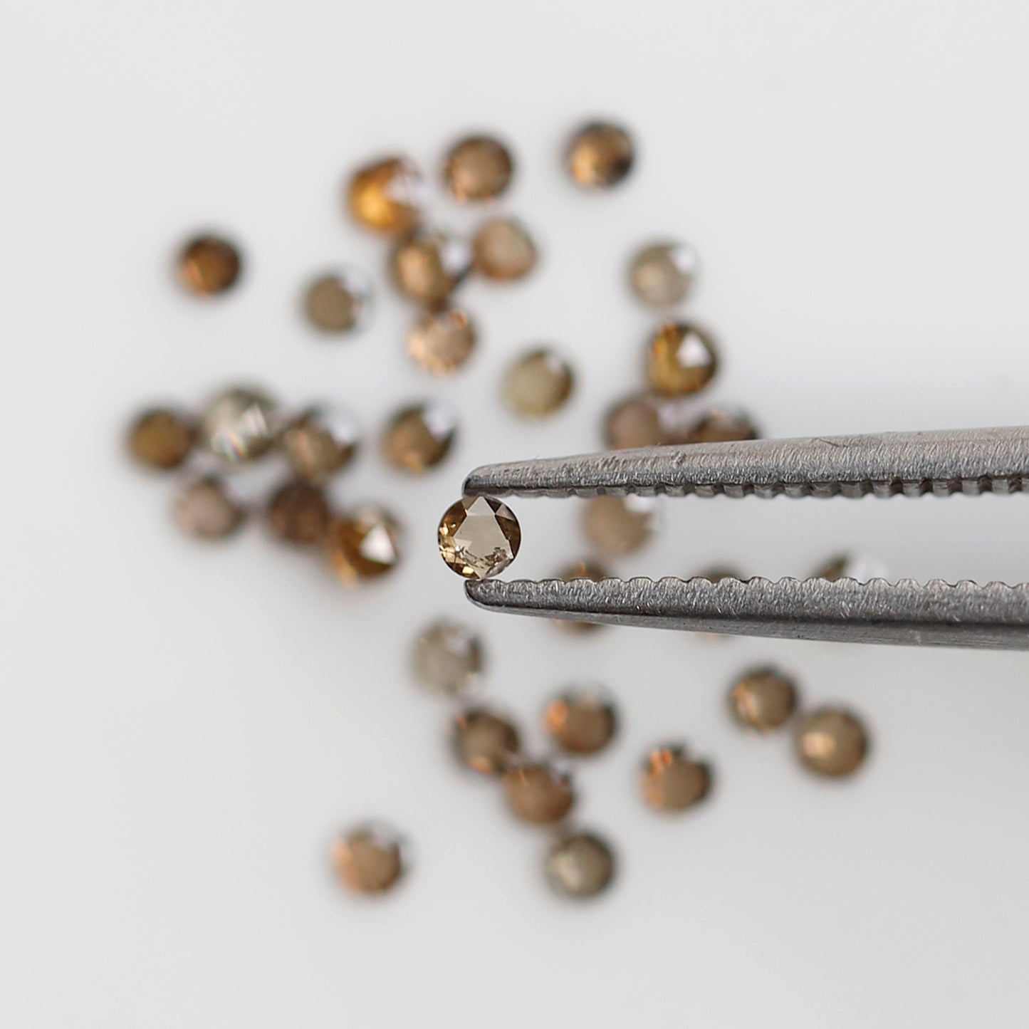 0.63 Ct Round Rose Cut Diamond Lot, 34 Pcs Champagne VS-SI Natural Loose Diamonds for Jewelry